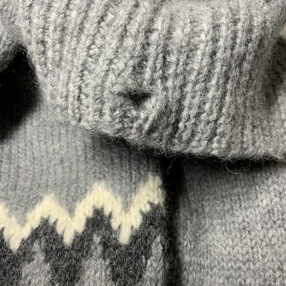 Vintage Wool LL Bean Fair Isle Sweater Zip Cardigan Grunge Holes Chunky Heavy XL - Picture 13 of 14